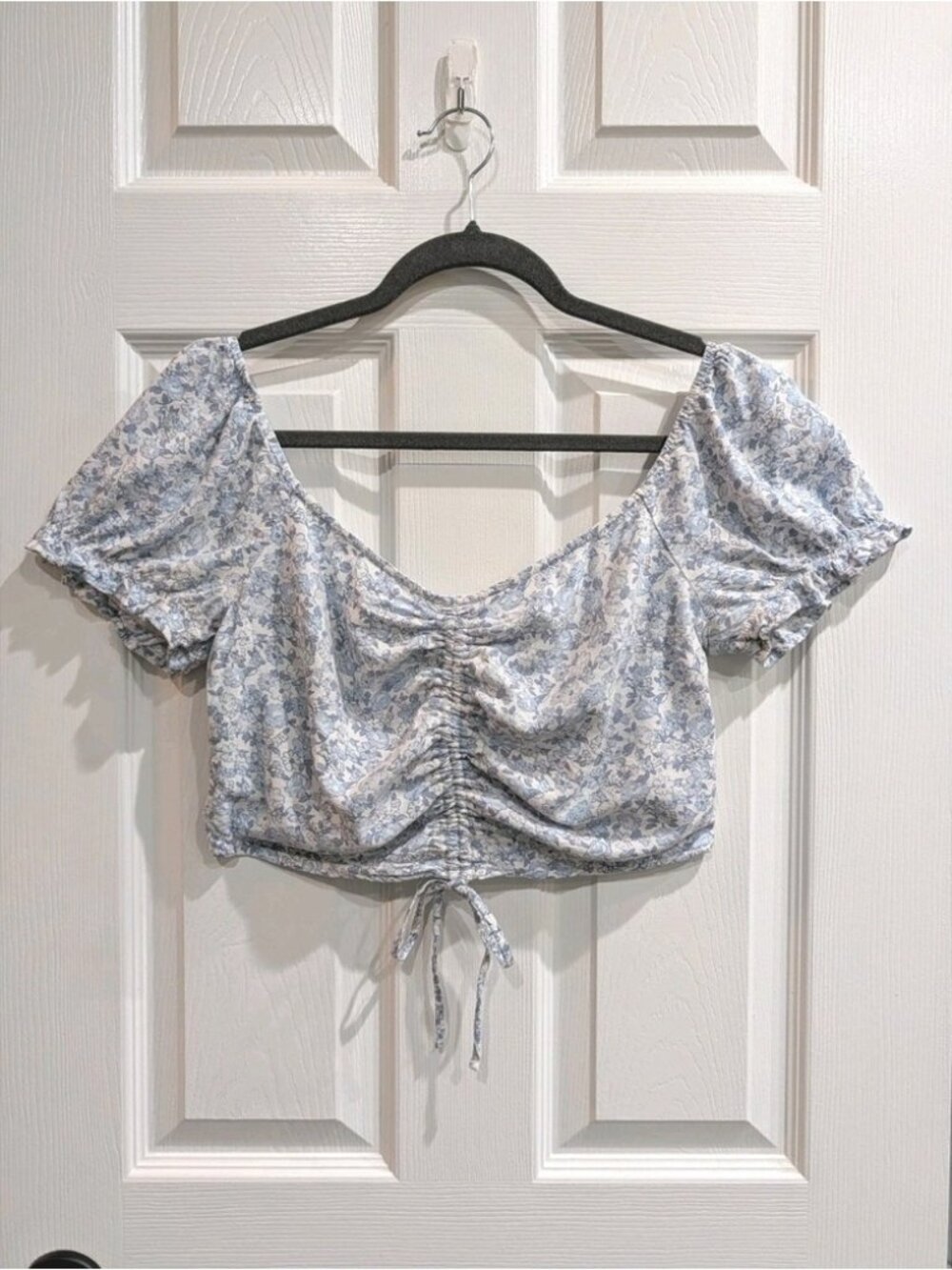 Women Dainty Floral Puff Sleeve Crop Top